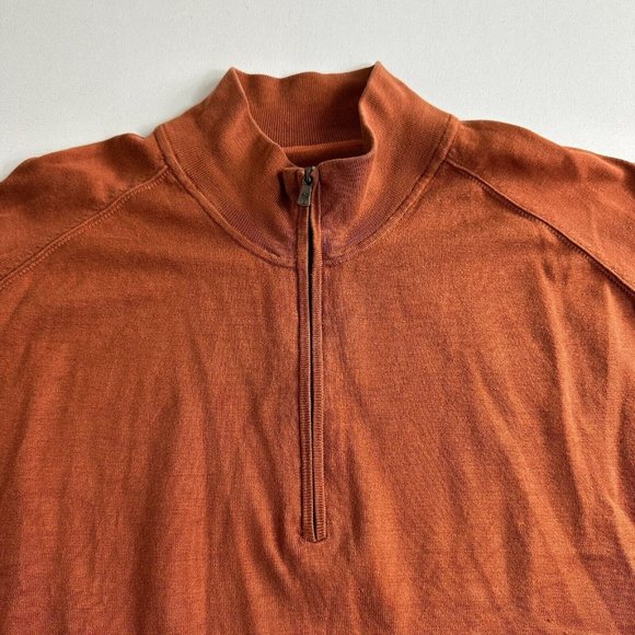 Tommy Bahama 1/4 Zip Sweater Mens Size XL Silk Blend Long Sleeve Orange Preppy - Picture 3 of 7